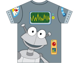 illustration the back of a robot t-shirt