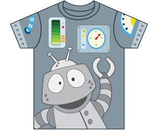 illustration the front of a robot t-shirt